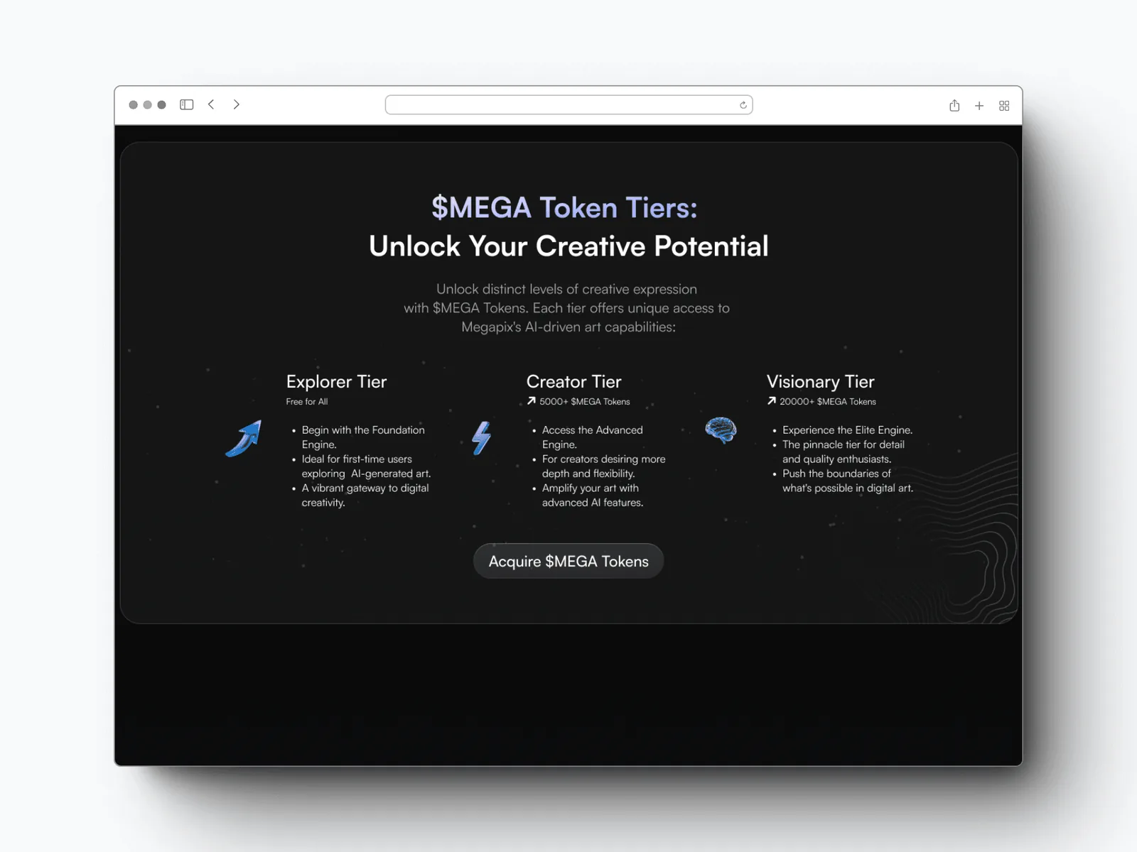 $MEGA token tiers section