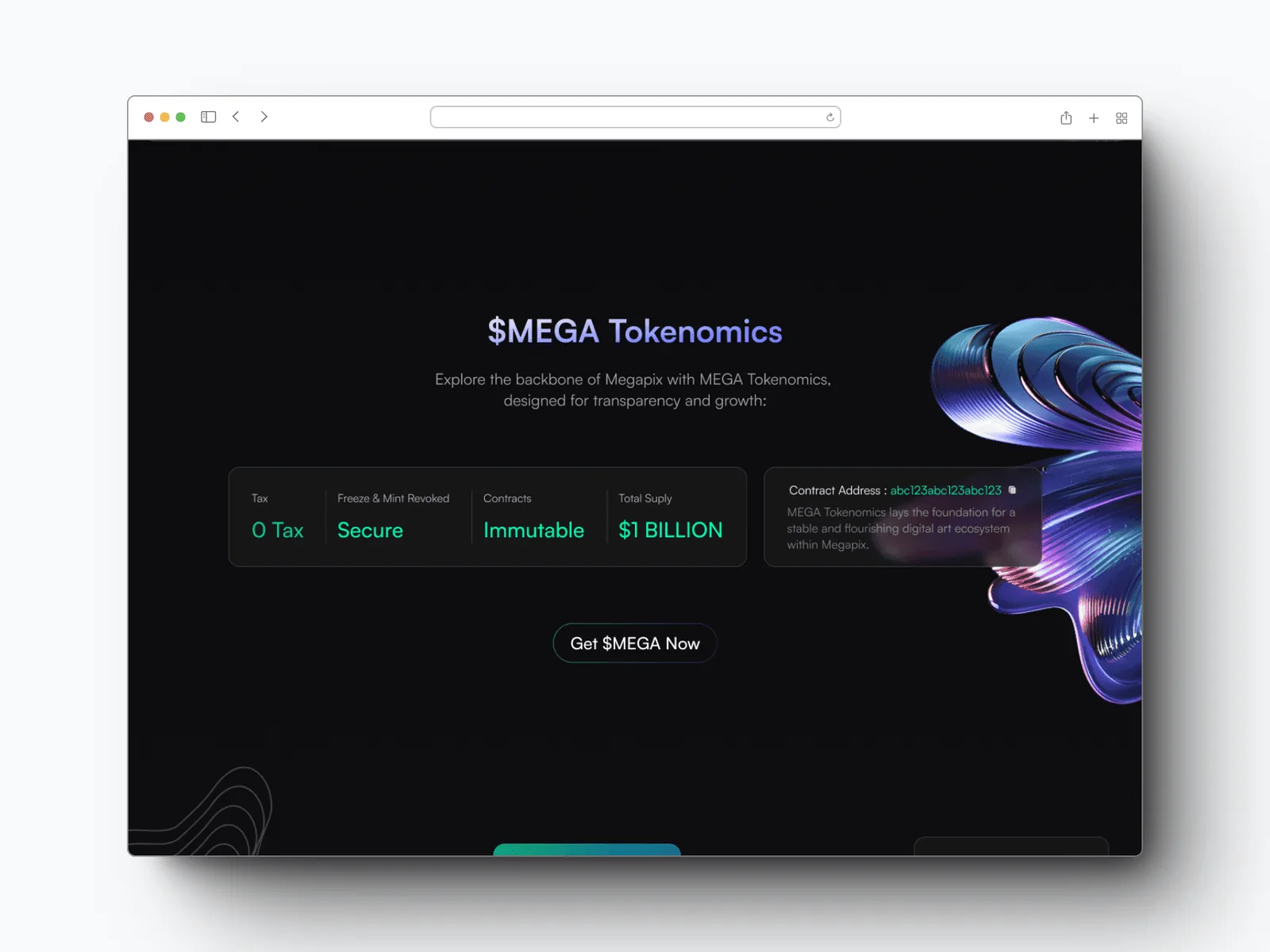 $MEGA tokenomics section