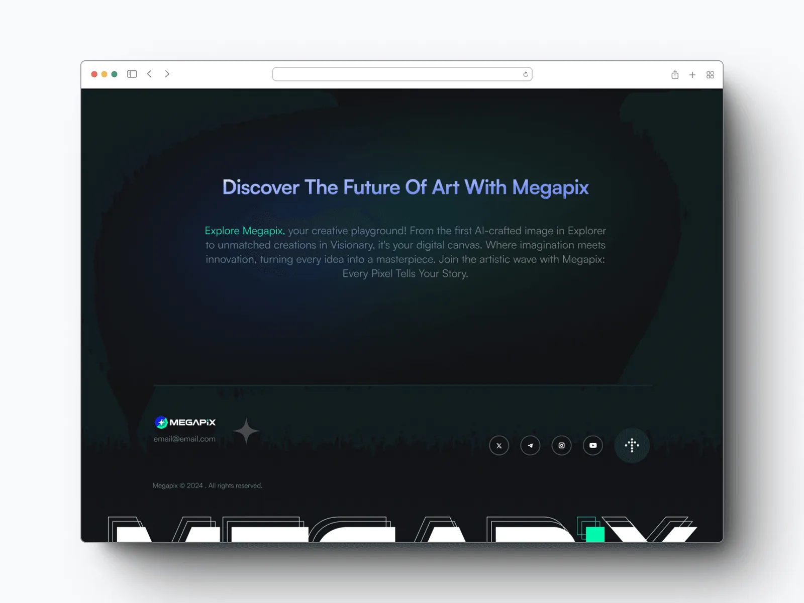 Megapix ‘Discover the Future of Art’ footer section