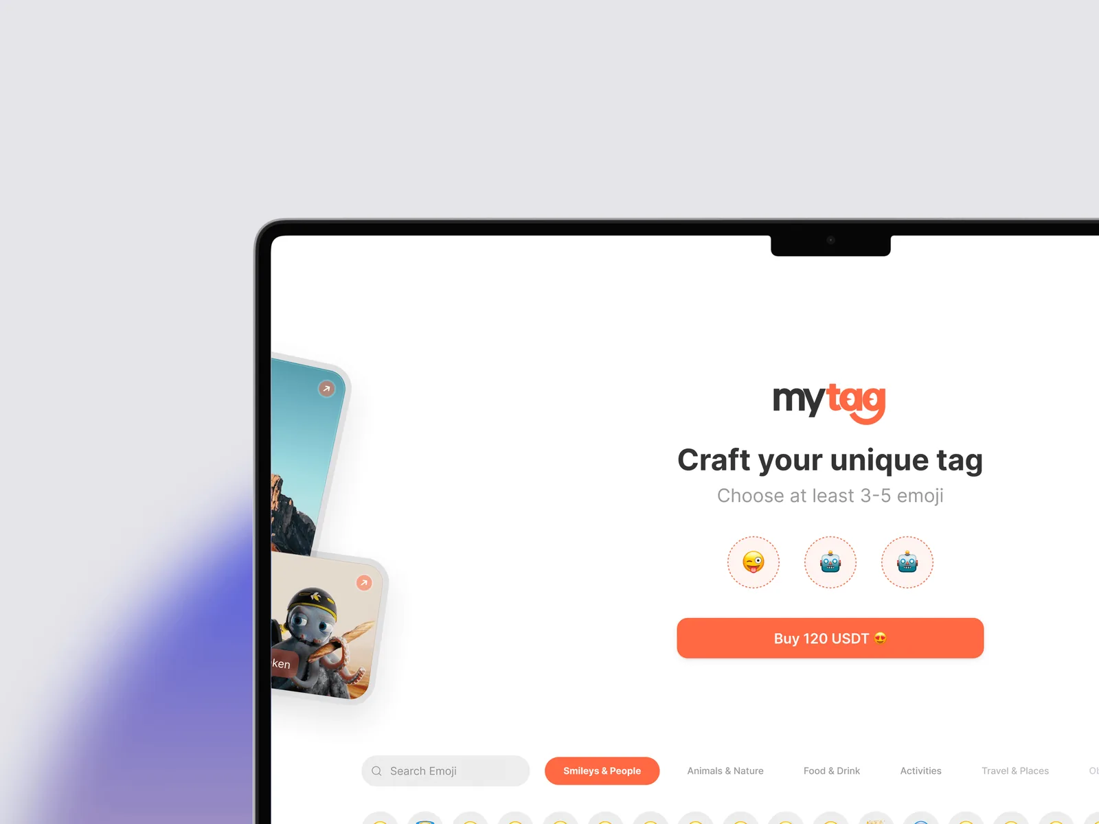 Craft your unique tag: emoji selection screen