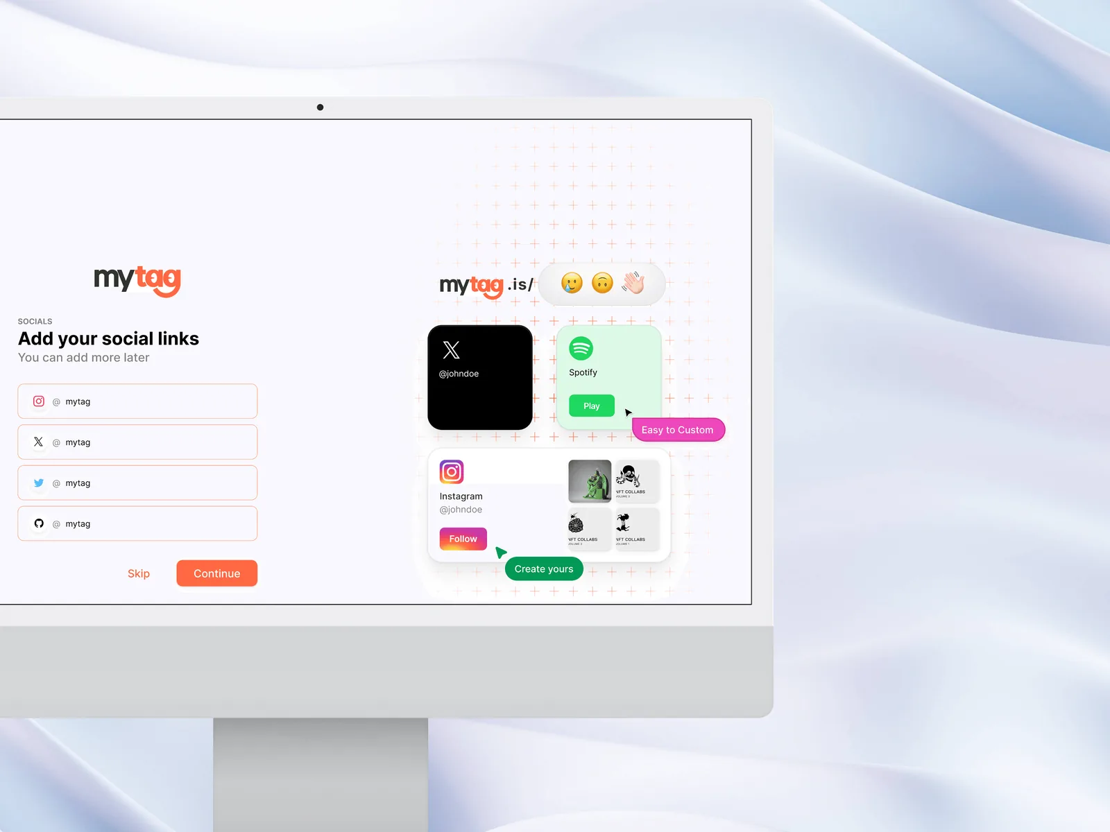 Overview of MyTag screens